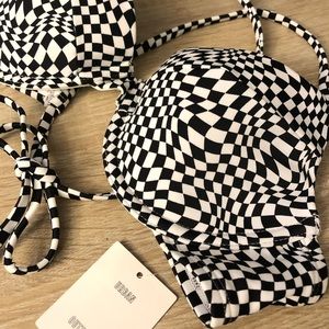 NWT Urban Outfitters Checkered Bikini TOP Size S